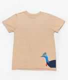 Cassowary Head Hem Print Adults T-Shirt (Bone)