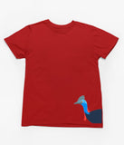 Cassowary Head Hem Print Adults T-Shirt (Dark Red)