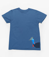 Cassowary Head Hem Print Adults T-Shirt (Indigo)