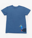 Cassowary Head Hem Print Adults T-Shirt (Indigo)