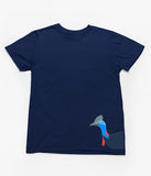 Cassowary Head Hem Print Adults T-Shirt (Jr Navy)