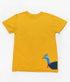 Cassowary Head Hem Print Adults T-Shirt (Yellow Gold)