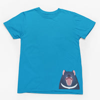 Tasmanian Devil Hem Print Adults T-Shirt (Aqua)