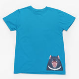 Tasmanian Devil Hem Print Adults T-Shirt (Aqua)
