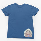 Echidna Face Hem Print Adults T-Shirt (Indigo)