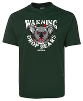 Warning Drop Bears Adults Koala T-Shirt (Bottle Green)