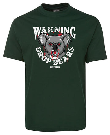 Warning Drop Bears Adults Koala T-Shirt (Bottle Green)
