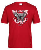 Warning Drop Bears Adults Koala T-Shirt (Dark Red)