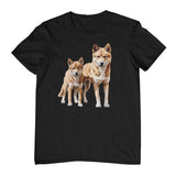 Australian Dingo Pair Adults T-Shirt (Black)