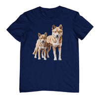 Australian Dingo Pair Adults T-Shirt (Jr Navy)