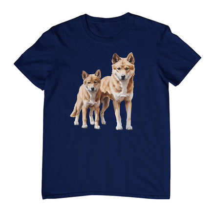 Australian Dingo Pair Adults T-Shirt (Jr Navy)