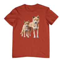 Australian Dingo Pair Adults T-Shirt (Rust)