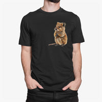 Cuddly Quokka Left Chest Print T-Shirt (Black)