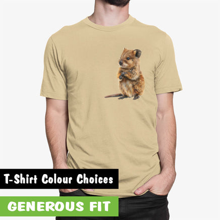 Cuddly Quokka Left Chest Print T-Shirt (Various Colours)