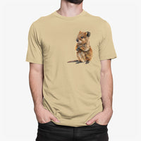 Cuddly Quokka Left Chest Print T-Shirt (Bone)