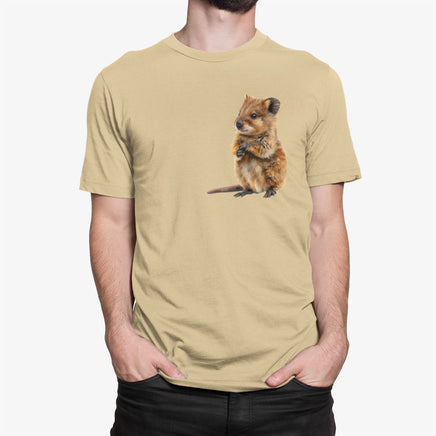 Cuddly Quokka Left Chest Print T-Shirt (Bone)