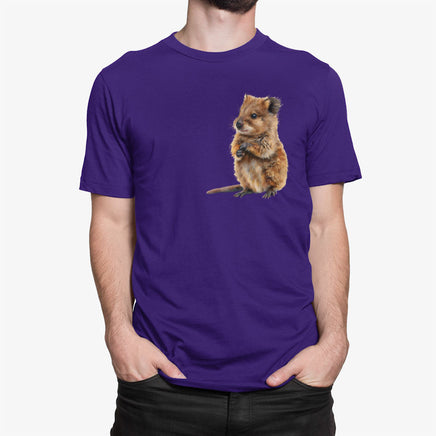 Cuddly Quokka Left Chest Print T-Shirt (Purple)