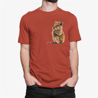 Cuddly Quokka Left Chest Print T-Shirt (Rust)