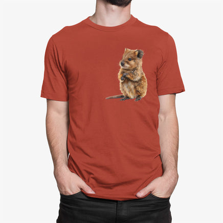 Cuddly Quokka Left Chest Print T-Shirt (Rust)
