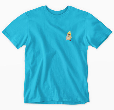 Baby Cockatiel Left Chest Print Adults T-Shirt (Aqua)
