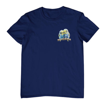 Budgie Pair Left Chest Logo Adults T-Shirt (Jr Navy)
