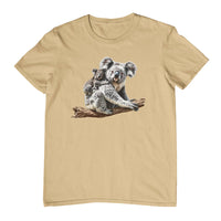 Koala & Baby on Branch Adults T-Shirt (Bone)