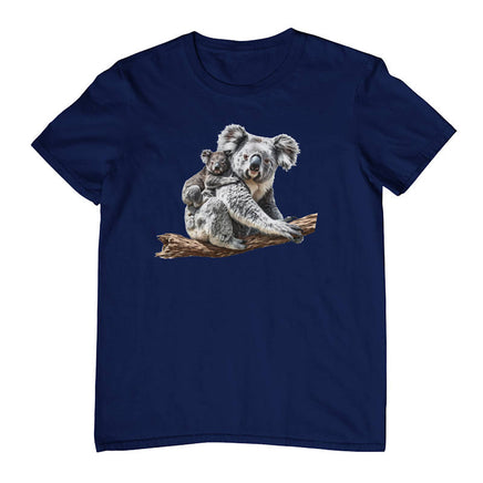 Koala & Baby on Branch Adults T-Shirt (Jr Navy)