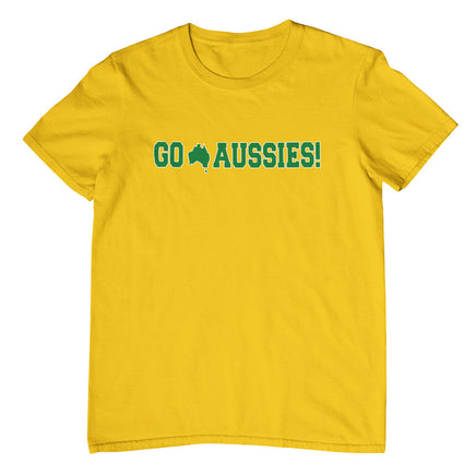 Go Aussies Team Supporter Adults T-Shirt (Yellow Gold Colour)