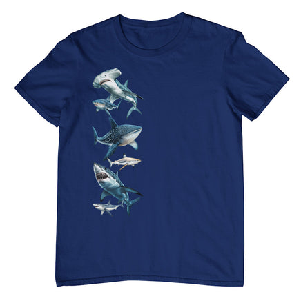 Sharks Side Print Adults T-Shirt (Jr Navy, Shortsleeve)