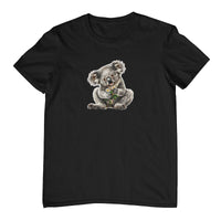 Koala and Daisies Adults T-Shirt (Black)