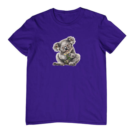 Koala and Daisies Adults T-Shirt (Purple)