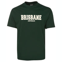 Brisbane Australia Puff Print Adults T-Shirt (Bottle Green, Shortsleeve)