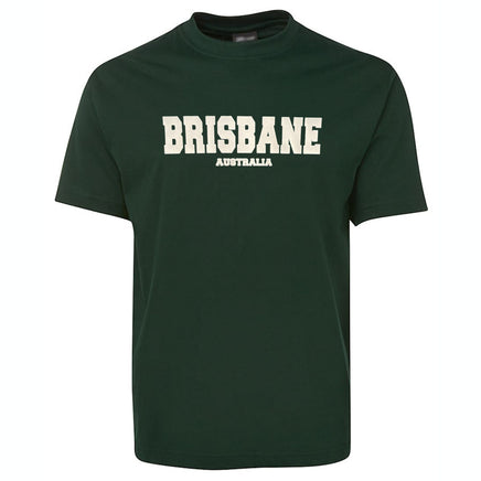 Brisbane Australia Puff Print Adults T-Shirt (Bottle Green, Shortsleeve)