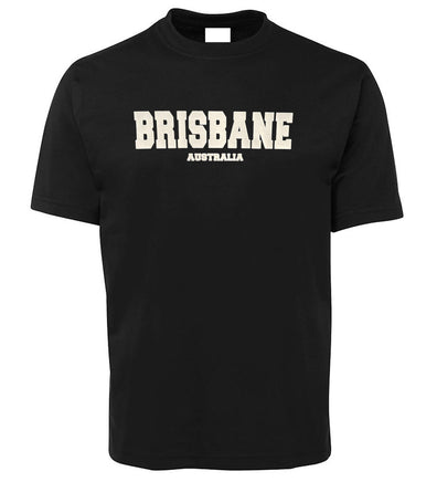 Brisbane Australia Puff Print Adults T-Shirt (Black, Shortsleeve)