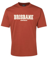 Brisbane Australia Puff Print Adults T-Shirt (Rust, Shortsleeve)