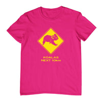 Koala Road Sign Childrens T-Shirt (Hot Pink)