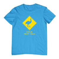 Emu Road Sign Childrens T-Shirt (Aqua)