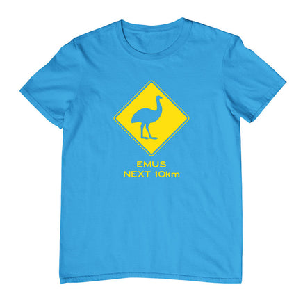 Emu Road Sign Childrens T-Shirt (Aqua)