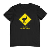 Emu Road Sign Childrens T-Shirt (Black)