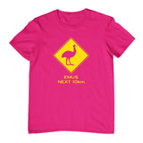Emu Road Sign Childrens T-Shirt (Hot Pink)