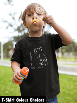 Australian Line Art Cockatoo Childrens T-Shirt (Colour Choices)
