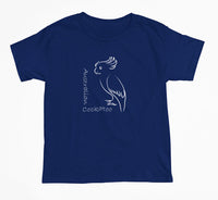 Australian Line Art Cockatoo Childrens T-Shirt (Jr Navy, Shortsleeve)