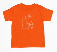 Australian Line Art Cockatoo Childrens T-Shirt (Orange, Shortsleeve)