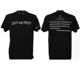 Custom - Lest We Forget with The Ode Caulfield RSL T-Shirt (Black, Double Sided)