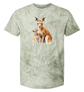Kangaroo & Joey Colour Blast T-Shirt (Fern Colour)