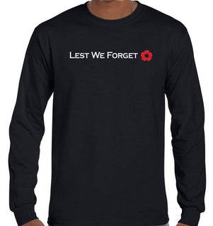 Lest We Forget (Red Poppy) Longsleeve T-Shirt (Black) - New Style Graphic