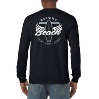 Dee Why Surf Swim Stroll Longsleeve T-Shirt (Black, Back Print)
