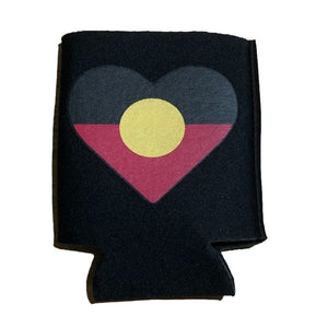 Aboriginal Flag Heart Can Holder / Pocket Stubby