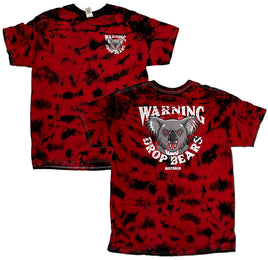 Drop Bears Double-Sided Crystal Wash Tie Dye T-Shirt (Red & Black)
