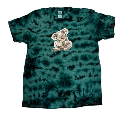 Koala & Daisies Crystal Wash Tie Dye T-Shirt (Jade & Black)